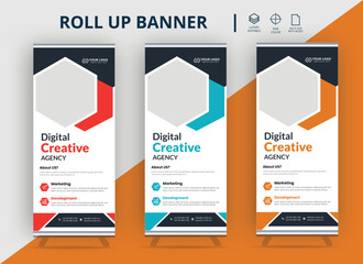  Vertical roll up, x-stand, exhibition display, Retractable banner stand,Roll up banner stand template design,Professional Corporate Roll Up Banner Standee Template | Modern Business X Banner Design