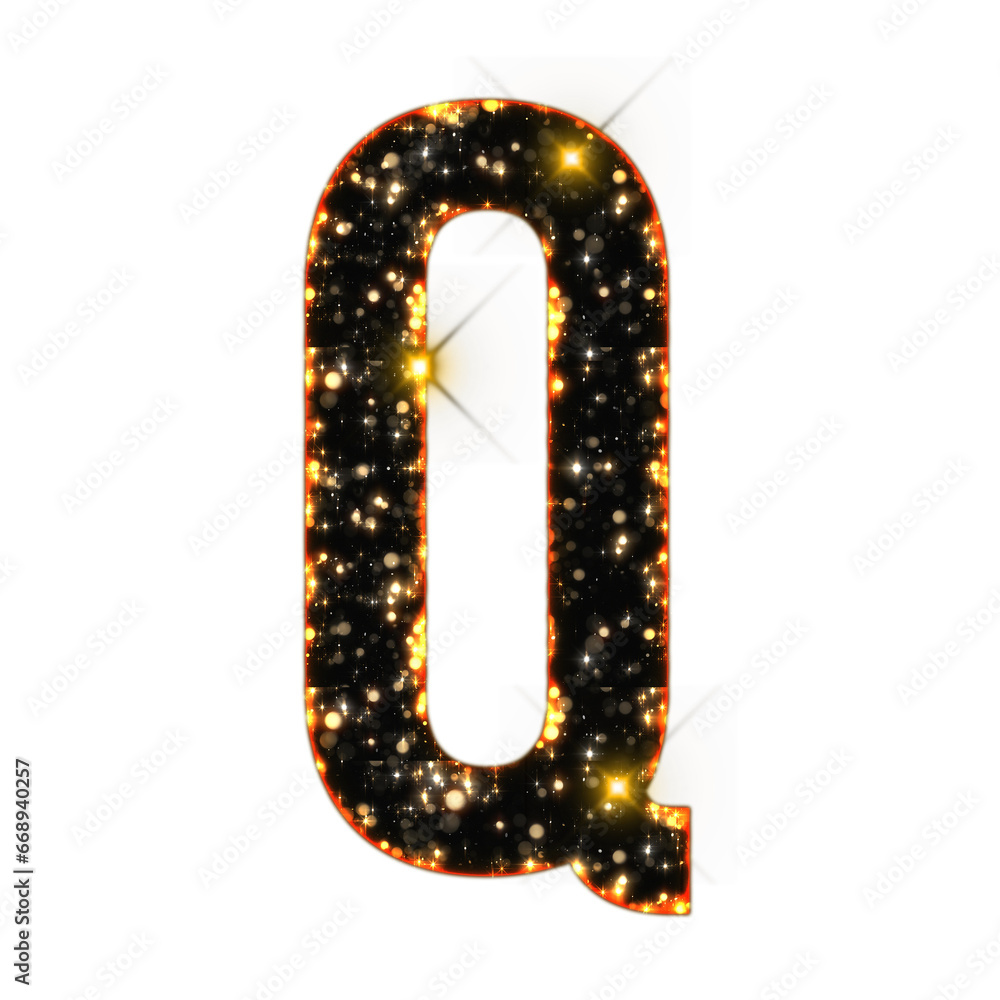 Poster sparkling bokeh alphabet letters from a to z, isolated on transparent background, uppercase. this is