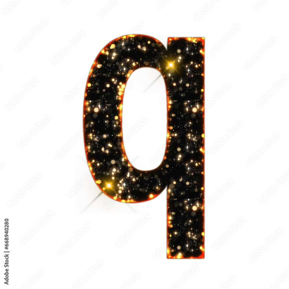 Poster sparkling bokeh alphabet letters from a to z, isolated on transparent background, lowercase. this is