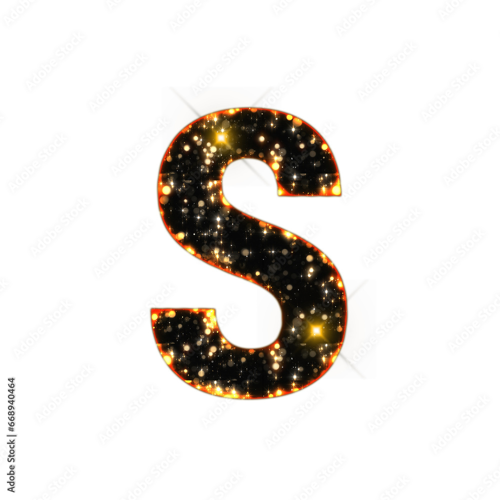 Poster sparkling bokeh alphabet letters from a to z, isolated on transparent background, lowercase. this is