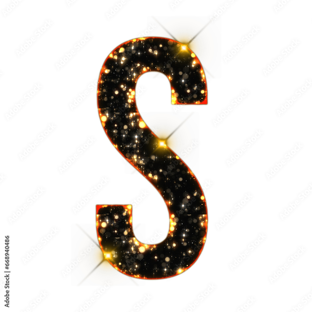 Poster sparkling bokeh alphabet letters from a to z, isolated on transparent background, uppercase. this is