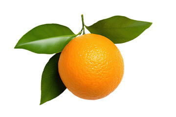 Orange with leaf on white background