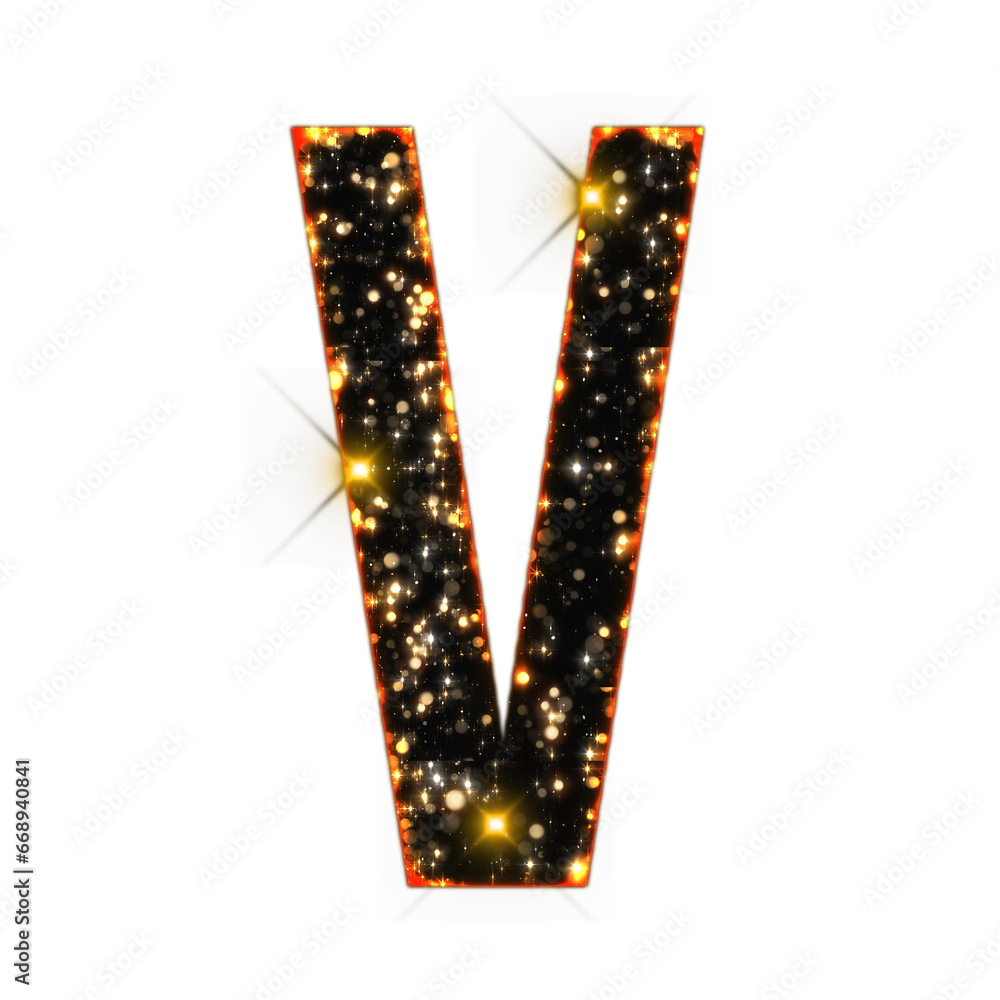 Poster sparkling bokeh alphabet letters from a to z, isolated on transparent background, uppercase. this is