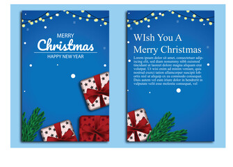 Vector template Social media post, banner, poster Merry Christmas celebration and decoration for price promotions in winter, Christmas in December.