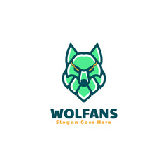 Vector Logo Illustration Wolf Simple Mascot Style.