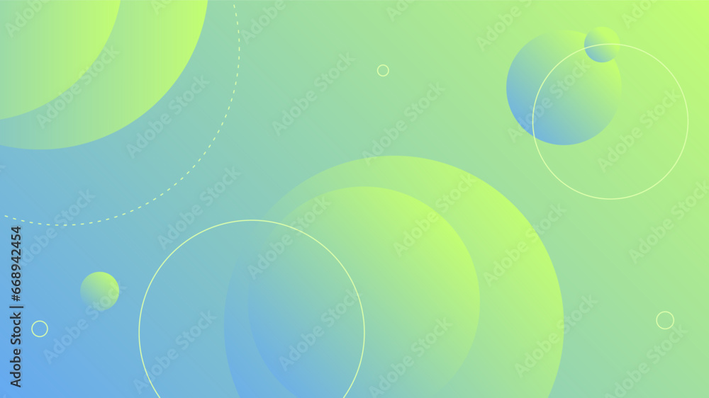 Wall mural modern abstract background with circle round motion and green blue gradient color