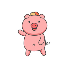 Obraz na płótnie Canvas Cute pig. Vector illustration in cartoon style on white background.