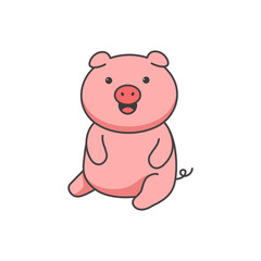 Cute cartoon pig. Vector illustration in doodle style.