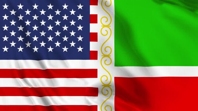 USA and Chechen Repub lic Flag Loop