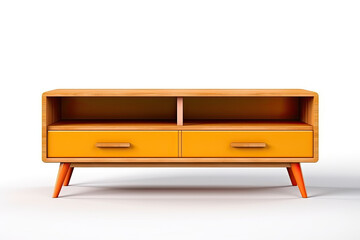colorful retro TV stand isolated on white background
