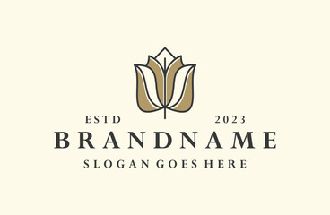 Tulip logo vector icon illustration hipster vintage retro