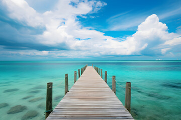 Fototapeta premium wooden pier on the sea,