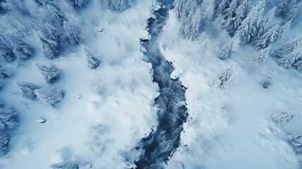 aerial top view, Winter Storm climate landscape , Antarctic 