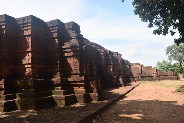 Ancient architecture or stone temple of Khao Klang Nok Archaeological Site in the Dvaravati period...