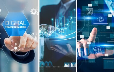 businessman touching screen