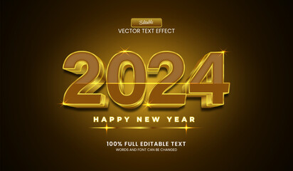 Design editable text effect, 2024 3d style vector illustration - obrazy, fototapety, plakaty