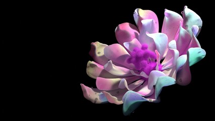 abstract, fabulous flower on a dark background, 3d render