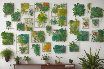 Botanical wall art set. bright color Abstract Plant Art design