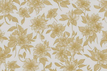 Obraz premium Luxury minimal style wallpaper with golden line art flower and botanical leaves