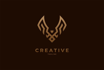 Phoenix logo design. modern phoenix  logo design in gold color. usable for brand and business logos. flat design logo template element. vector illustration