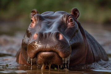 Hippopotamus or Hippo (Hippopotamus amphibius). 
