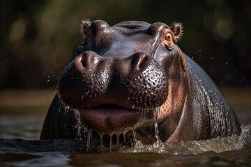 Hippopotamus or Hippo (Hippopotamus amphibius). 