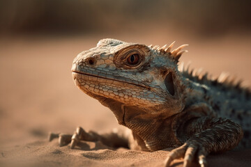 This orange and grey Iguana
