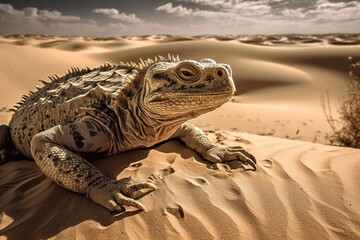 This orange and grey Iguana