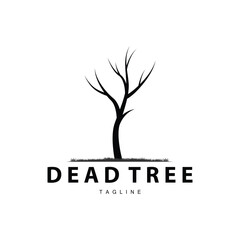 Obraz premium Drought Logo, Dry Tree Logo Design with Simple, Minimalist and Modern Vector Line Style