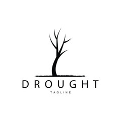 Obraz premium Drought Logo, Dry Tree Logo Design with Simple, Minimalist and Modern Vector Line Style