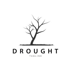 Obraz premium Drought Logo, Dry Tree Logo Design with Simple, Minimalist and Modern Vector Line Style