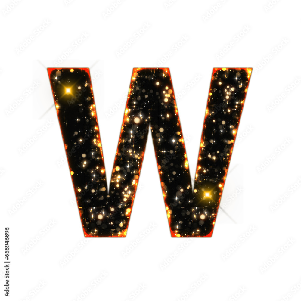 Poster sparkling bokeh alphabet letters from a to z, isolated on transparent background, lowercase. this is