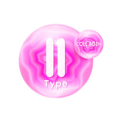 Collagen Type II pink. Vitamins protein essential supplement to the health body bones joints, cartilage and gut lining. For nutrition design products food and drug. Medical and science concept. Vector