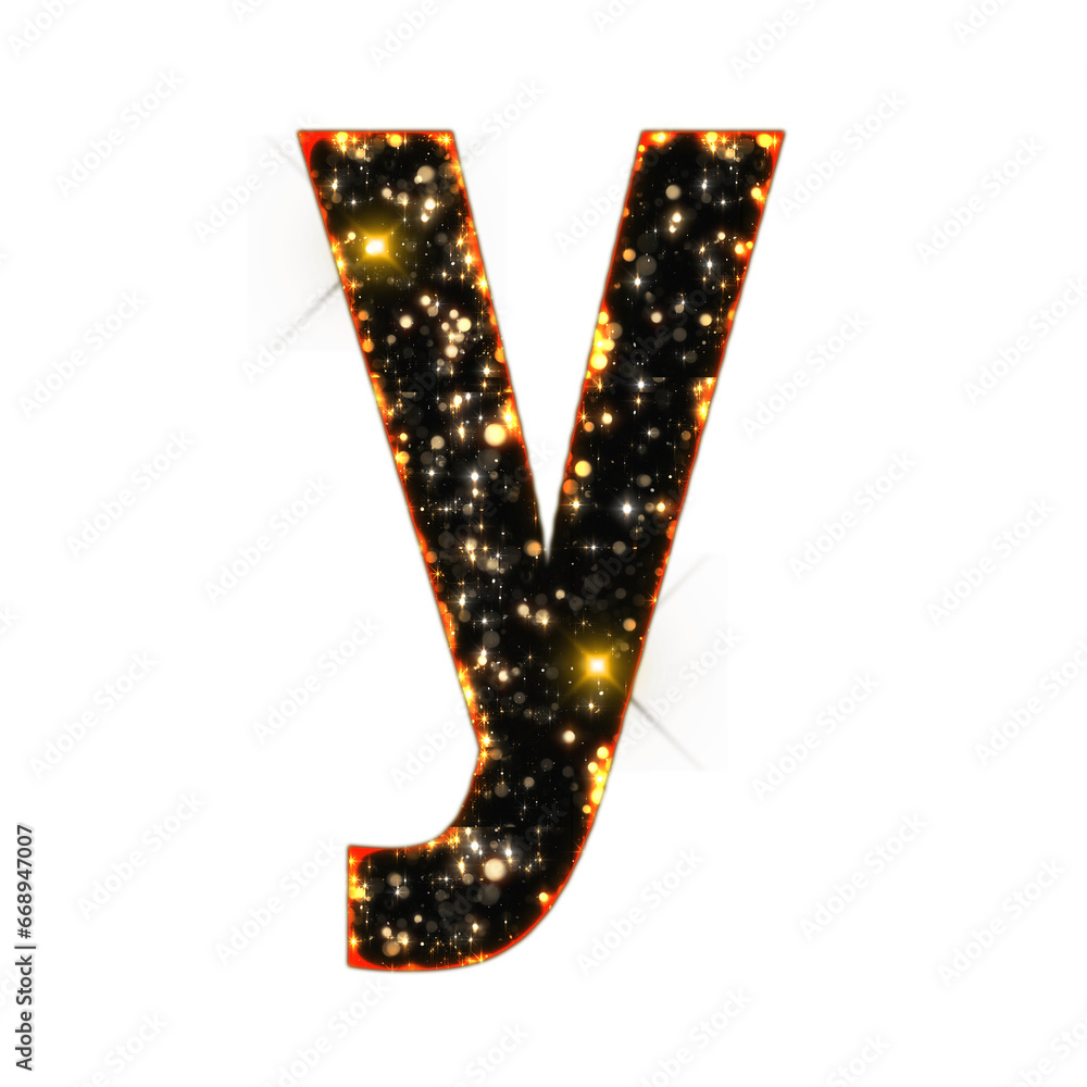 Poster sparkling bokeh alphabet letters from a to z, isolated on transparent background, lowercase. this is
