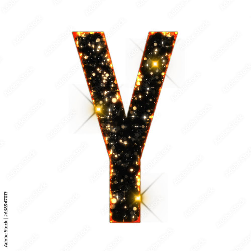 Poster sparkling bokeh alphabet letters from a to z, isolated on transparent background, uppercase. this is