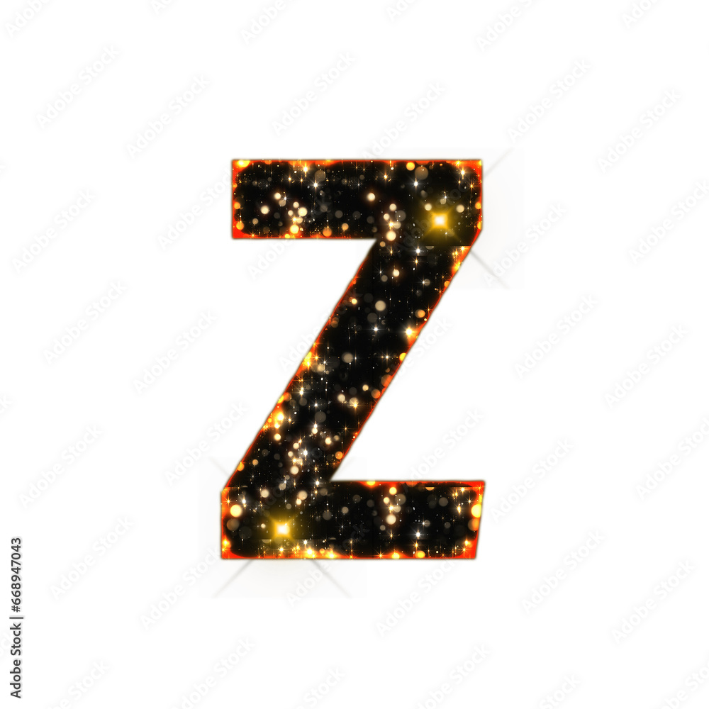Poster sparkling bokeh alphabet letters from a to z, isolated on transparent background, lowercase. this is