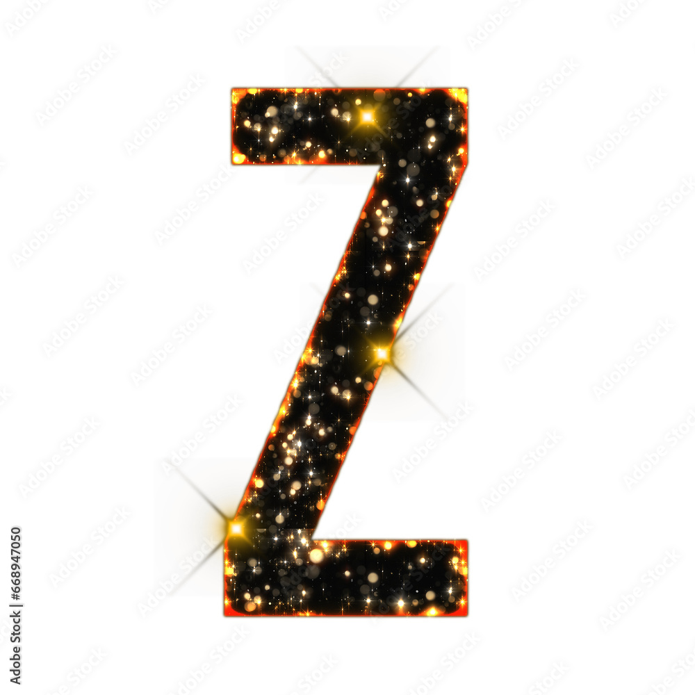 Poster sparkling bokeh alphabet letters from a to z, isolated on transparent background, uppercase. this is