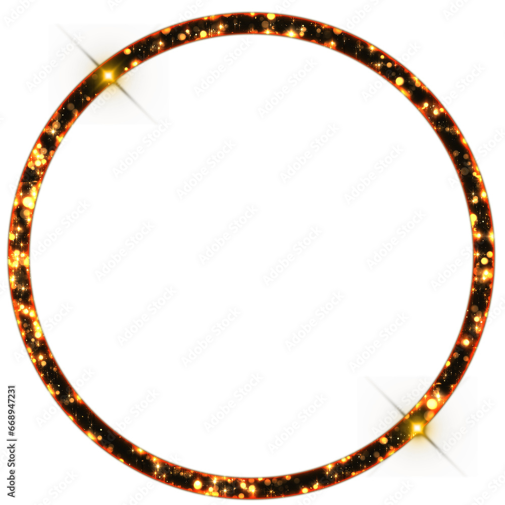 Poster sparkling bokeh circle round frame outline isolated on transparent background. this is a part of a s