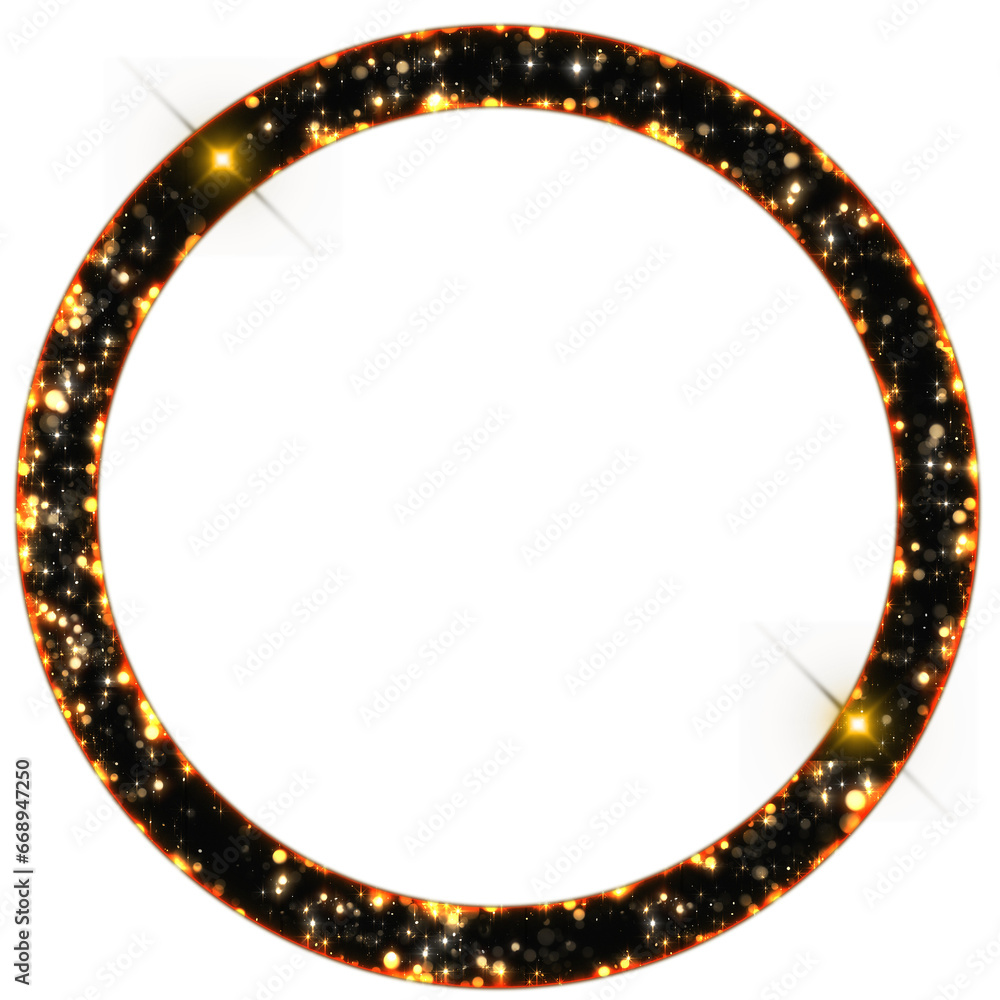 Poster sparkling bokeh circle round frame outline isolated on transparent background. this is a part of a s