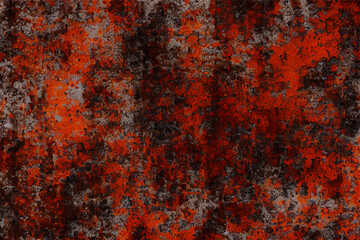  The rough and reddish texture that develops on metal surfaces over time, reflecting the passage of time and weathering