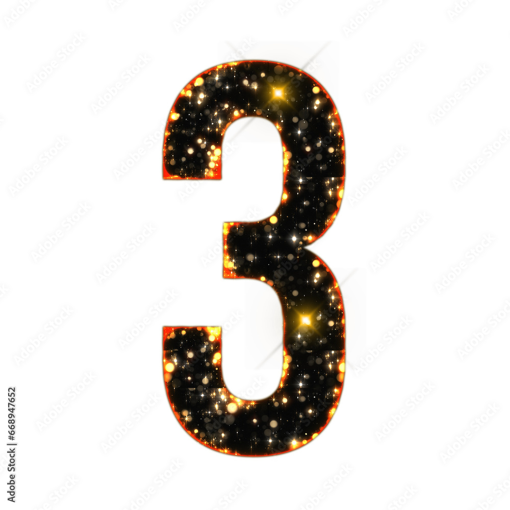 Aufkleber sparkling bokeh number from 0 to 9 isolated on transparent background. this is a part of a set which