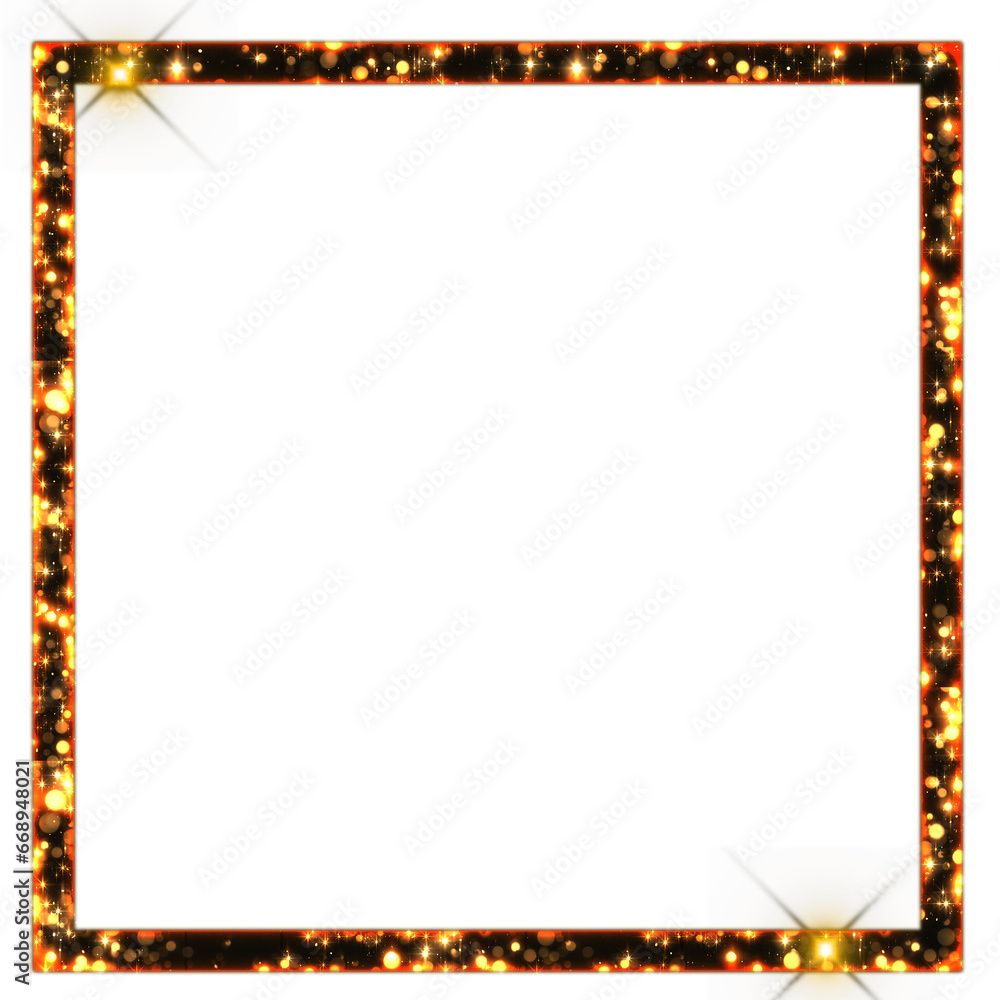 Poster sparkling bokeh square rectangle frame outline isolated on transparent background. this is a part of