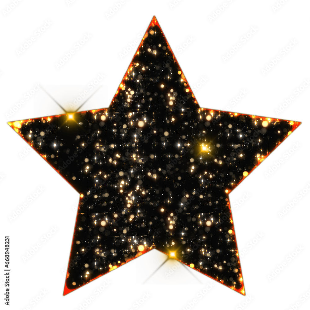 Poster sparkling bokeh star shape isolated on transparent background. this is a part of a set which also in