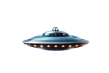 Flying saucer, ufo, uap isolated on transparent or white background, png. Created with generative AI tools. - obrazy, fototapety, plakaty