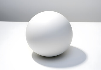 a study in simplicity; smooth white ball on white surface with subtle cast shadows and gradient background