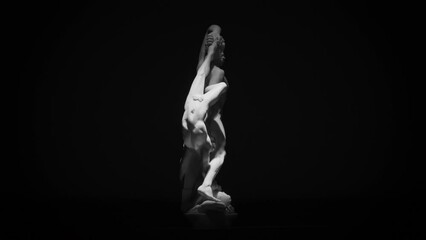 Pan footage of the backside of the marble sculpture of Hercules and Lichas by Antonio Canova
