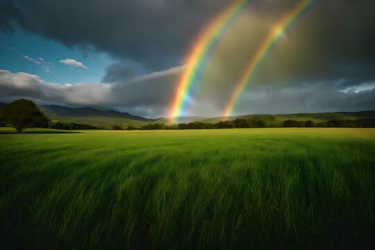 rainbow over the field