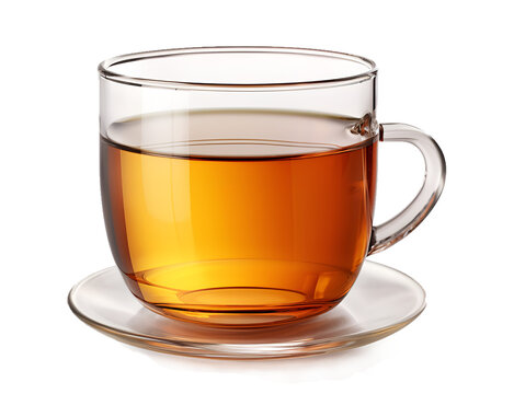 Glass cup of tea isolated