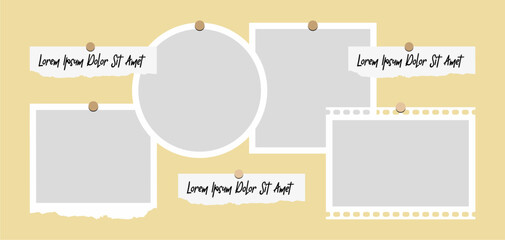 Pictures or photos frame collage. comics page grid layout abstract photo frames and digital photo wall template
