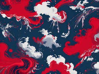 seamless pattern with red and blue flowers